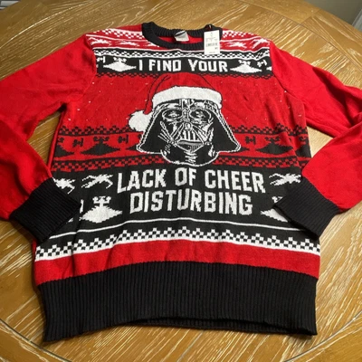 $24.99 • Buy Star Wars Merchandise Darth Vader Ugly Christmas Sweater Men’s Size L Fett 🔥