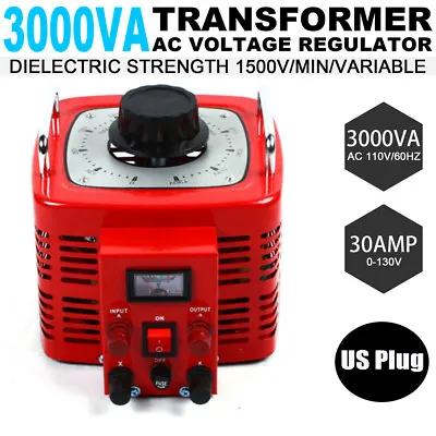 Variable Transformer Variac AC Voltage Regulator Transformer 30A Metered 0-130V • $92.12