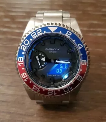 NEW-Casio G-Shock GA2100 Men MOD Black Dial CasiOak Blue/Red Sub Style Watch • $245.99