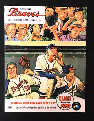 1954 Milwaukee Braves Vs Boston Red Sox Baseball Scorecard Program Hank Aaron • $124