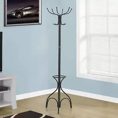 Coat Rack Hall Tree 12 Hooks Entryway 70 H Bedroom Metal Black • $33.72