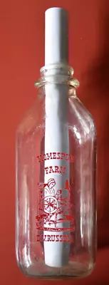 Homespun Farm D V Russell Rutland VT SPINNING WHEEL FLAX FIBER Milk Bottle Quart • $19.99
