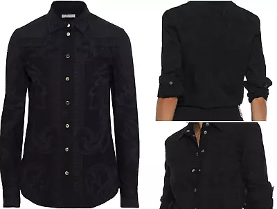 Versace Collection Men Iconic Cult Printed Denim Shirt Long Sleeve New 128ft • $410.19