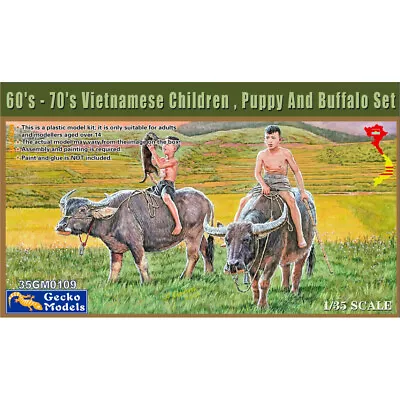 Gecko Models 35GM0109 60s-70s Vietnam Children Puppy & Buffalo 1:35 Model Kit • £16.95