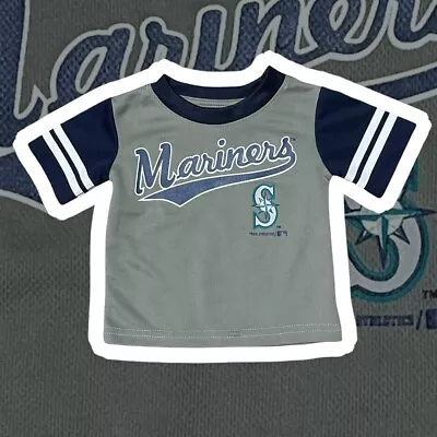 SEATTLE MARINERS MLB Baby BASEBALL JERSEY Shirt Gray 12 MONTHS Infant Toddler • $10.32