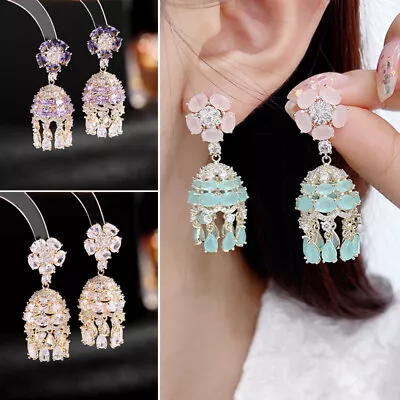 $26.35 • Buy Indian Ethnic Women Drop Dangle Earrings Bollywood Jhumka Jhumki Crystal Jewelry