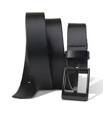 Nickel Free- Carbon Fiber - The Classified Black Leather Belt By Nickel Smart® • $99.95