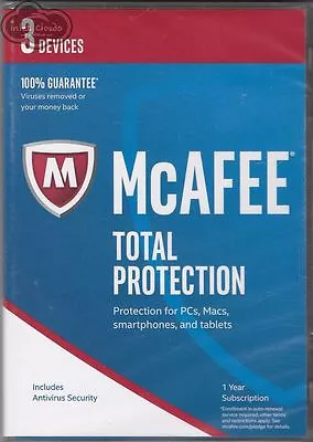McAFEE Antivirus Total Protection 2017 (3 Devices) Retail Pack • $25
