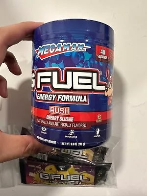 G Fuel Mega Man Rush Cherry Slushee Tub + Battle Juice Samples BRAND NEW • $33