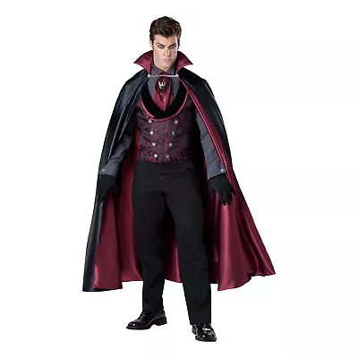 Mens Midnight Count Victorian Vampire Halloween Cosplay Costume Cape Vest Gloves • $119.95