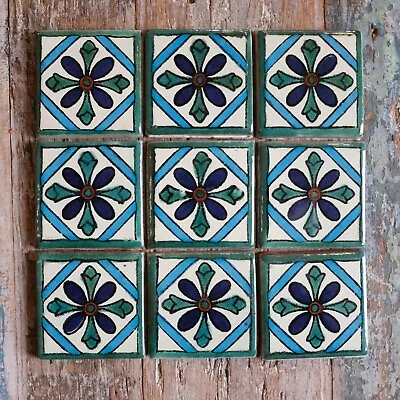 9 X  Ceramic Mexican Tiles Anturio -  SMALL SIZE 5 X 5 Cms • £5.85