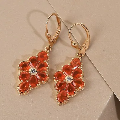 Mexican Fire Opal Earring In Yellow Gold Palted Sterling Silver For Women • $199.99