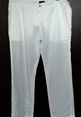 Transit Uomo White Lyocell Linen  Men Casual Italian Pants Size US 2XL  • $99