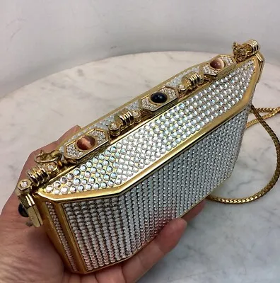 Vintage Judith Leiber Style Rhinestone Cabochon Glass Evening Bag Clutch • $195