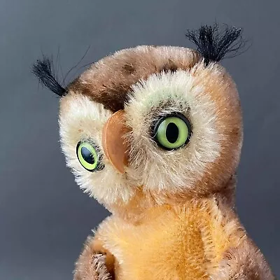 STEIFF Wittie Owl Hand Puppet ~ 1970s German Mohair Vintage Bird Toy • $75