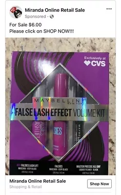 Maybelline False Lash Effect Volume Kit 2x Mascara & 1 Liquid Eyeliner Black • $498.75