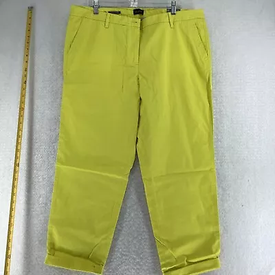 Talbots Mens Yellow Flat Front Slash Pocket Buttoned Relaxed Chino Pant Size 16 • $19.99