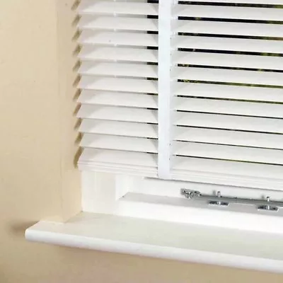 50mm Slat Real Hard Wood Venetian Blind 180cm Wide X 160cm WHITE With Tapes • £54.95