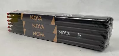 12-Pair BRICK VIC FIRTH® Nova 5A Black W Red Nylon Tip DRUM STICKS N5ANB Hickory • $56.99