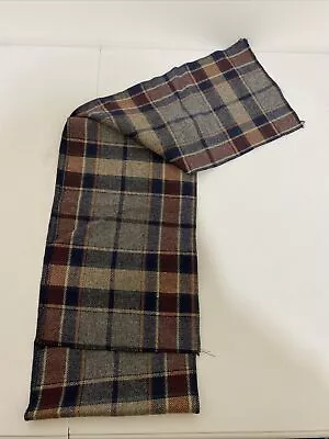 Vintage Scarf Plaid Check Dark Muted Red Gray Blue 60”X 8” • $14.99