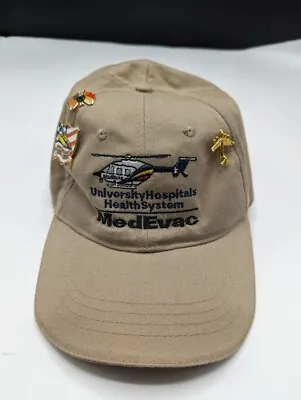 University Hospitals MedEvac Embroidered Helicopter Tan Strapback Hat Cap W/pins • $12