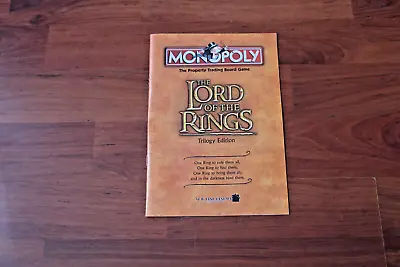 The Lord Of The Rings Monopoply Trilogy Edition Instructions *** Free P&p. • £4.99