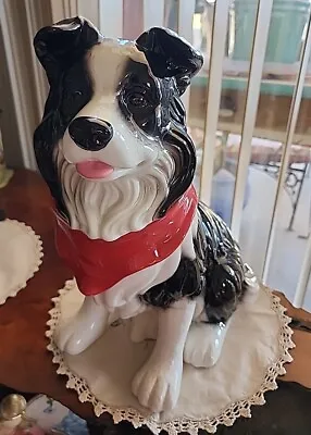 Montana Silversmiths Border Collie Cookie Jar Red Bandana Ceramic RANCH RASCALS • $139.99