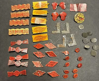 Antique Vintage Metal Tobacco Tags Tag Lot Of 50 ~ • $47.95