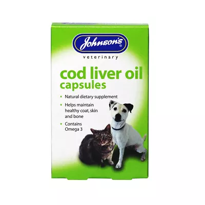 Johnsons Cod Liver Oil Capsules 40 Capsules - Supplement Healthy Skin Coat Bones • £4.35