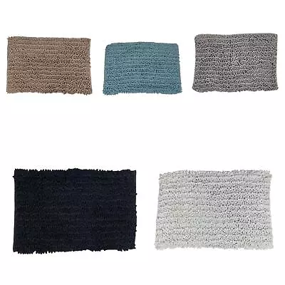 Soft Non Slip Thick Shaggy Noodle Bobble Loop Bath Mat Pedestal Super Absorbent • £8.95