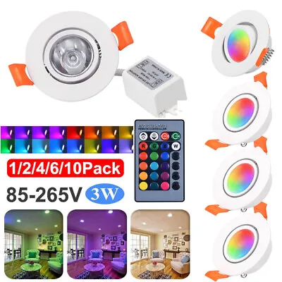 £13.19 • Buy Colour Changing LED Ceiling Lights Recessed Down Lights Round Dimmable Spot Lamp
