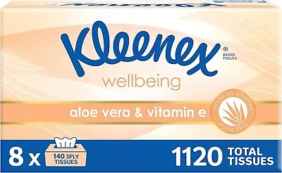 Kleenex Aloe Vera & Vitamin E 3 Ply Facial Tissues 1120 Count (8 X 140 Pack) - P • $48.89