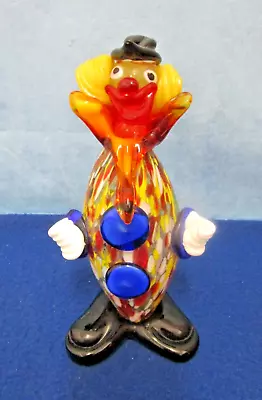 Vintage  6-1/2   Murano ** Colorful Smiling Blown Glass ** Clown Figurine • $19.99