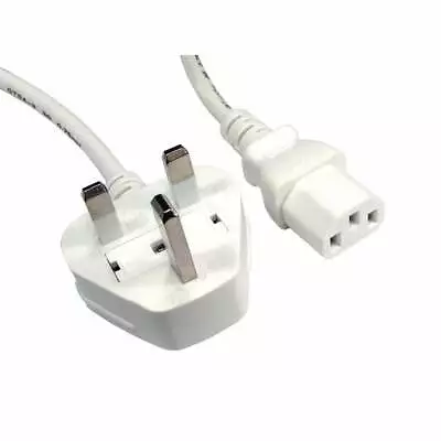 £5.39 • Buy 1.8m IEC Kettle Lead Power Cable 3 Pin UK Plug PC Monitor C13 Cord White (2m)