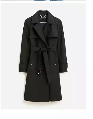 J.Crew Womens $348 Petite New Icon Trench Coat Black Size P10 BF458 • $340.91