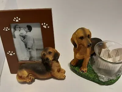 Doxie Dachshund Photo Frame And Candle Holder Gift Set New • $22.99