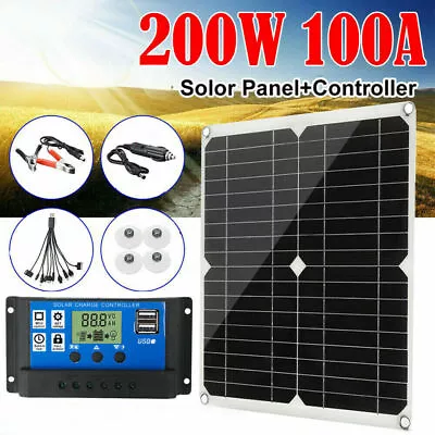 $38.99 • Buy 200 Watts Solar Panel Kit 100A 12V Battery Charger With Controller Caravan Boat
