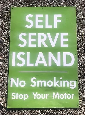 Vintage Authentic Retired GAS STATION Sign SELF SERVE ISLAND Aluminum 24x36 • $50