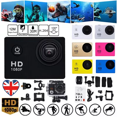 £14.99 • Buy HD 1080P Sports Waterproof Camera Underwater 12MP DV DVR Action Camcorder UK