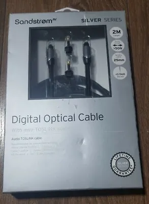 SANDSTROM AV DIGITAL OPTICAL 2mts CABLE WITH MINI-TOSLINK ADAPTERS BLACK .New • £13