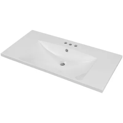 36  Single Bathroom Vanity Top With White Basin 3-Faucet Holes Ceramic White • $257.28