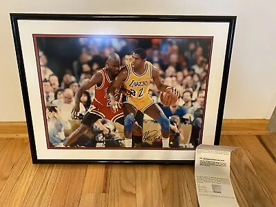 Michael Jordan Magic Johnson UDA Upper Deck Signed Autograph Framed Photo /1991 • $5500