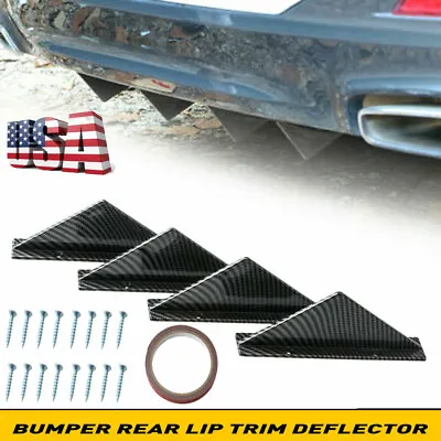 4Pcs Car Rear Bumper Diffuser Shark Fin Curved Spoiler Lip Wing Splitter Kits US • $14.59