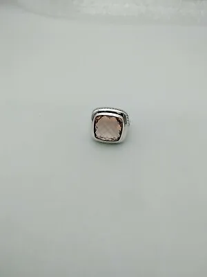 David Yurman Sterling Silver Albion Ring With Morganite 15mm Size 6 • $220