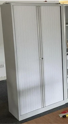 £210 • Buy Bisley 2m Side Tambour (1970mm) In Goose Grey With Four Shelves And Key 20 Avail