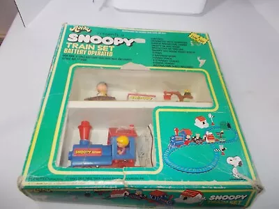 Vintage Aviva Peanuts Snoopy Battery Operated Train Set In Original Box 1965 NIB • $30