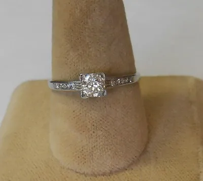 Antique 18K White Gold Mine Cut Diamond & 10 Channel Set Diamonds Ring Size 7.75 • $799