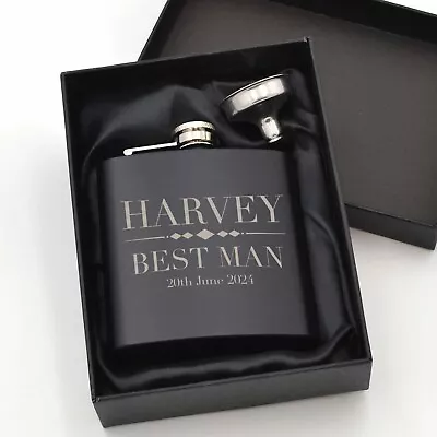 £11.95 • Buy Personalised Groomsman Hip Flask Engraved 6oz Flask Best Man Wedding Gift Ideas