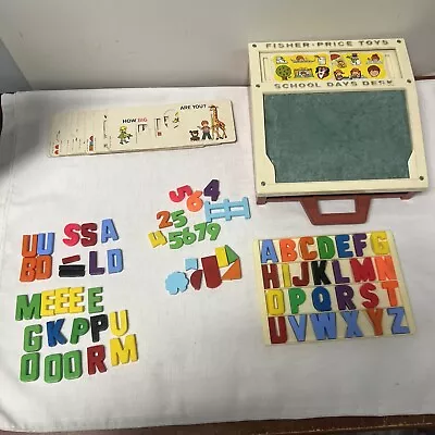 VINTAGE FISHER PRICE  SCHOOL DAYS DESK--1972  With Letters Numbers & Cards. Used • $20