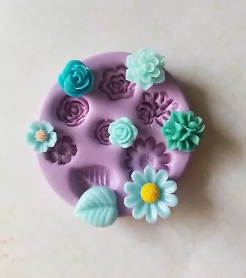 Mini Flowers Mold Candy Mold Resin Polymer Clay Jewelry Mold Cake Decor Resin • $6.99